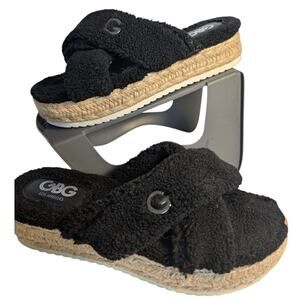 GBG‎ LOS ANGELES Daphne Faux Sherpa Platform Slide Sandal JOBB2004 Womens 8.5M